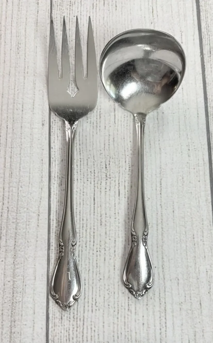 Oneidacraft Deluxe Chateau Serving Pieces Large Fork And Ladel Stainless
